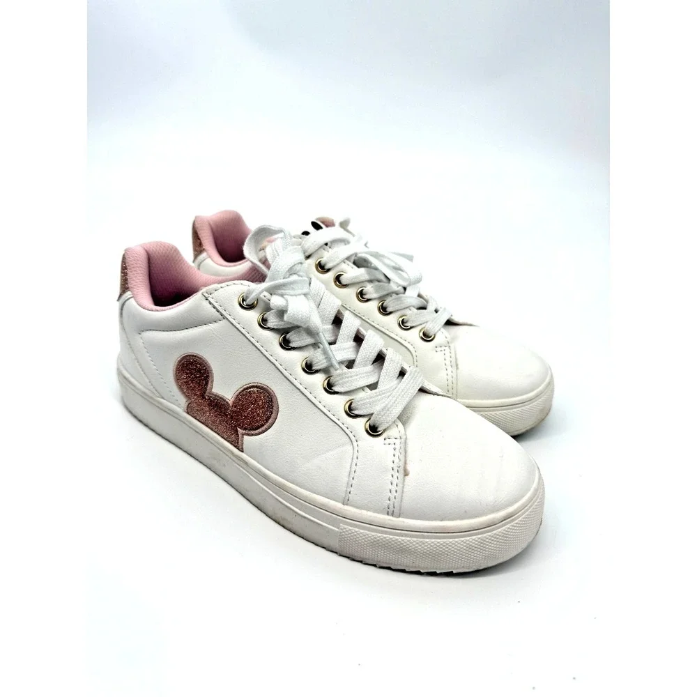Disney Mickey Mouse‎ Rose Gold Glitter Sneakers Sz 8 Comfort Theme Park Vacation